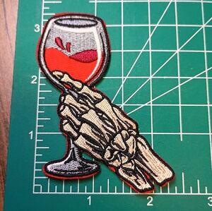 2/$10 Skeleton Hand Wine Glass Patch